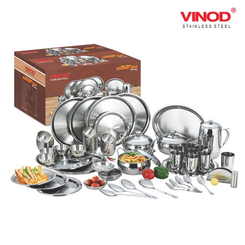 VINOD 77 PIECES TWO TONE DINNER SET FOR EIGHT PERSONS