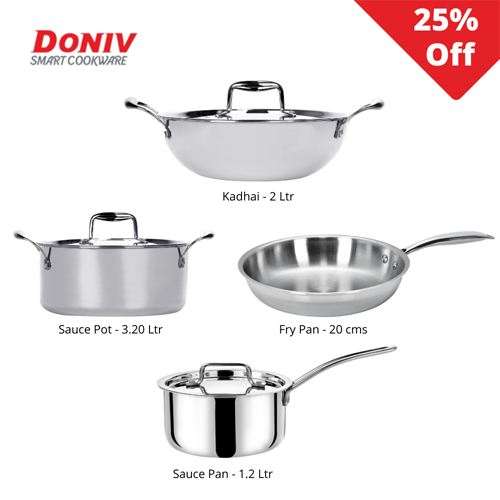 Doniv Titanium Triply 4 pc Mini Cookware Set