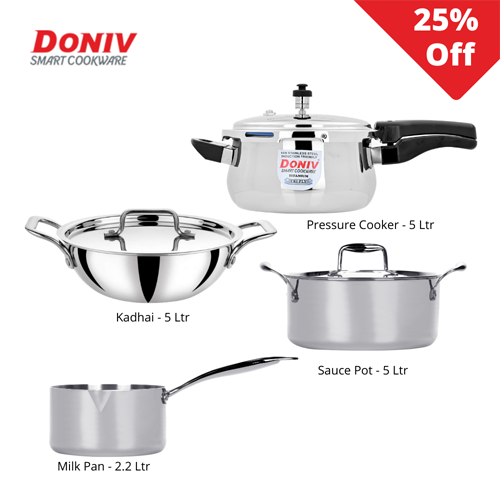 Doniv Titanium Triply 4 pc Jumbo Cookware Set