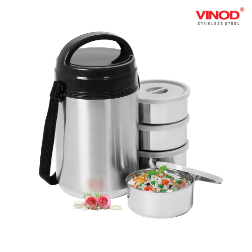 Vinod Stainless Steel Hot Tiffin Leak Proof, 4 Compartment